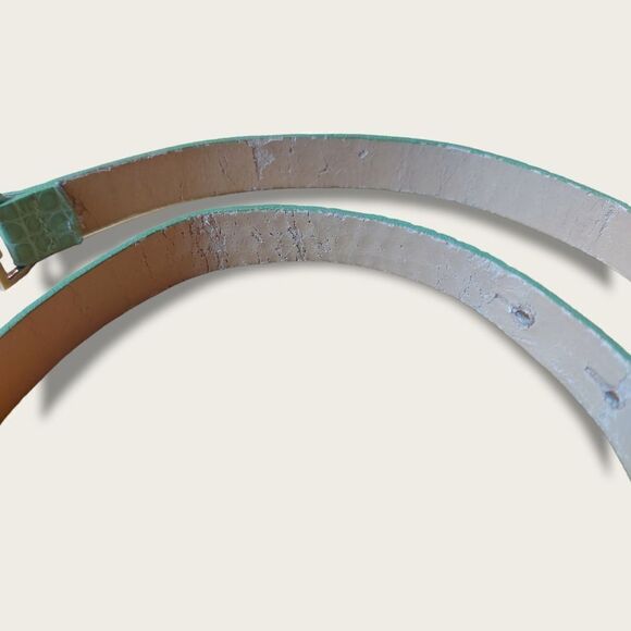 Vintage Danier Leather Green Snake Etched Leather Belt - Picture 8 of 11